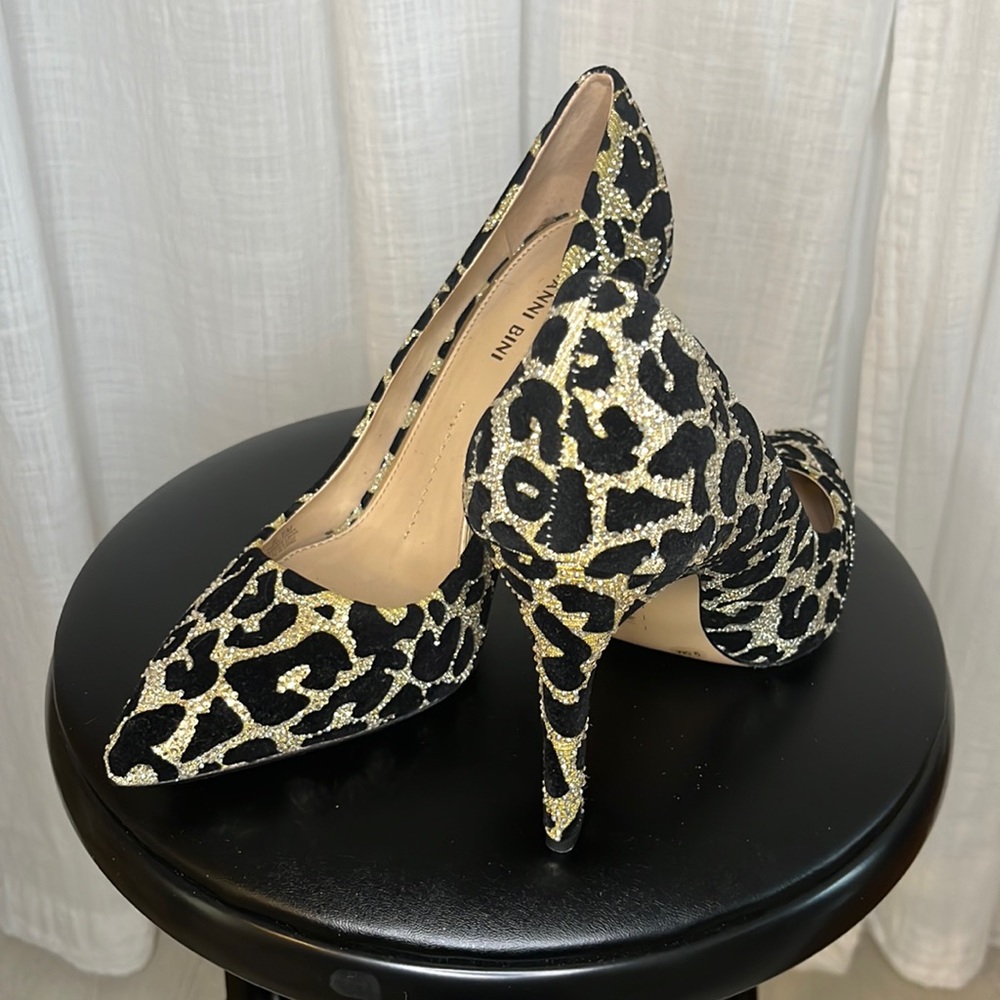 Gianni Bini Leopard Rhinestone Heels
